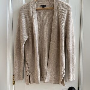 American Eagle Outfitters tan cardigan w/lace up sides SZ L